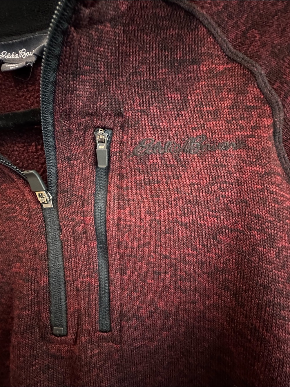 Eddie Bauer Men’s Medium Burgundy Quarter Zip Fleece Pullover - Picture 7 of 11